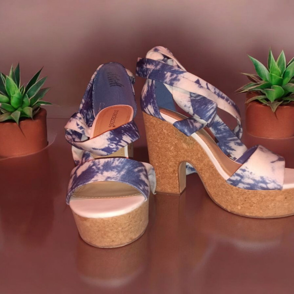 Tie-Dye Platform Wedge Sandals